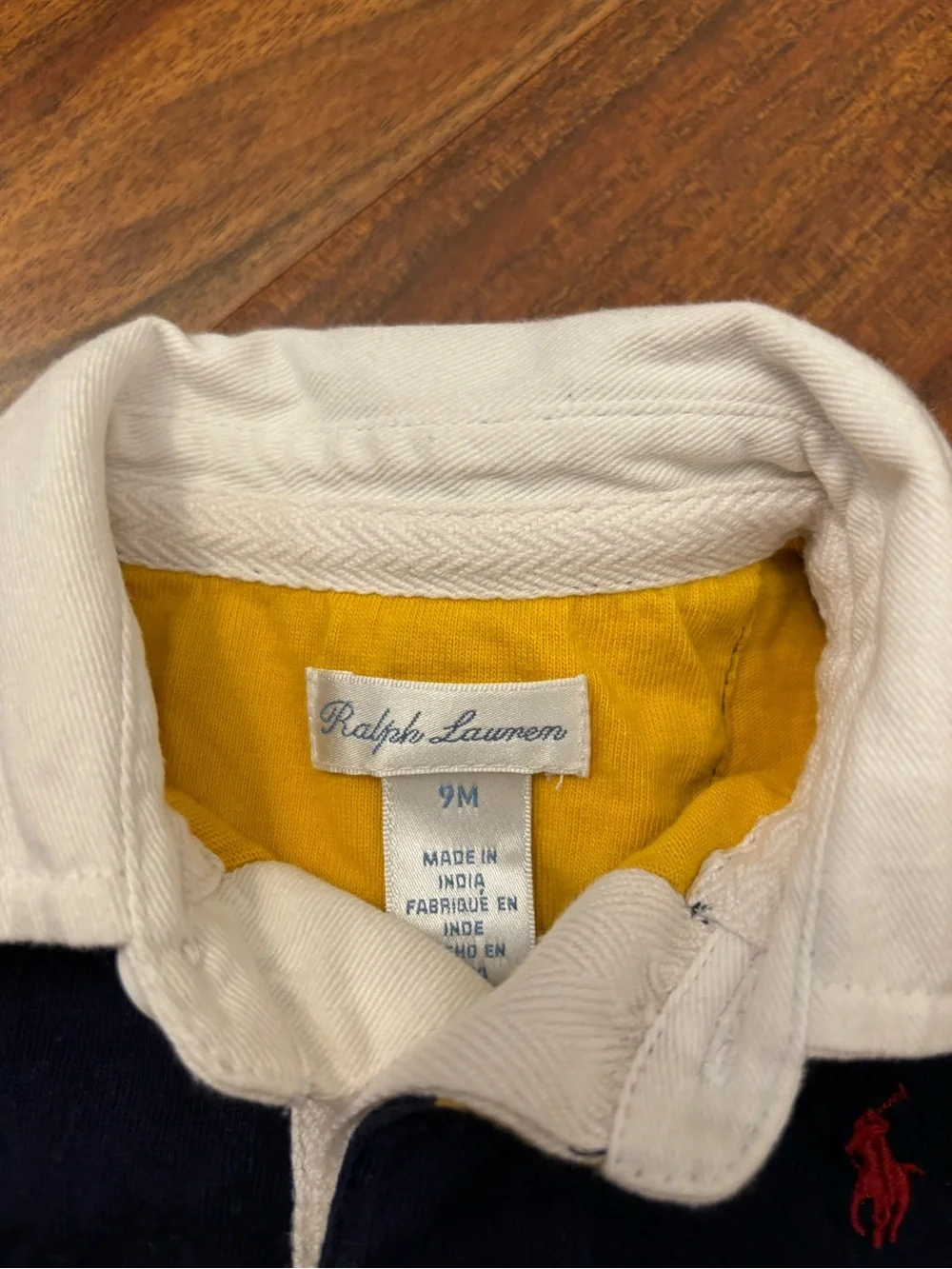 Ralph Lauren yellow/navy collared iconic rugby shirt long sleeve